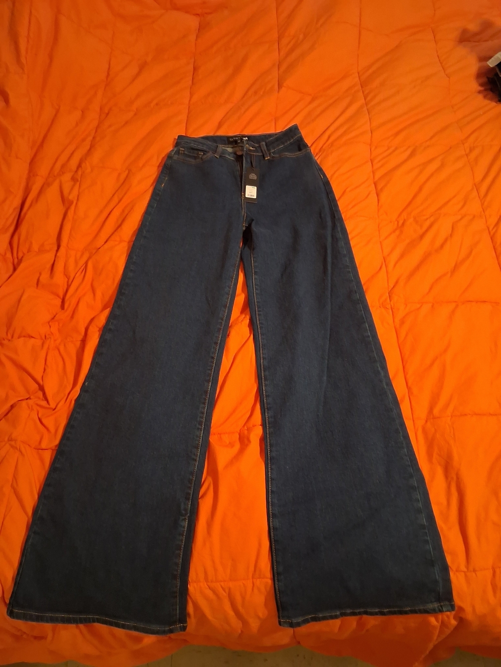 Fashion Nova Chasing Thrills Stretch Wide Leg Dark Blue Women’s Jeans